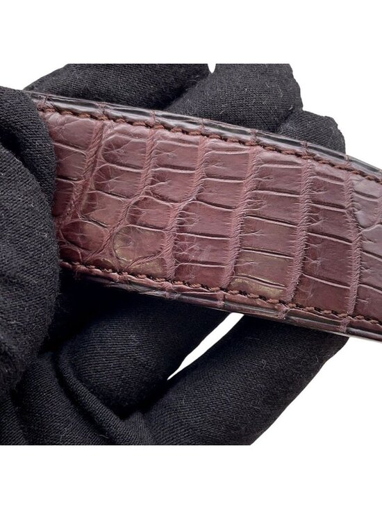 Hermes Belt Constance Dark Brown Matte Silver Porosus Leather 60 main image 7
